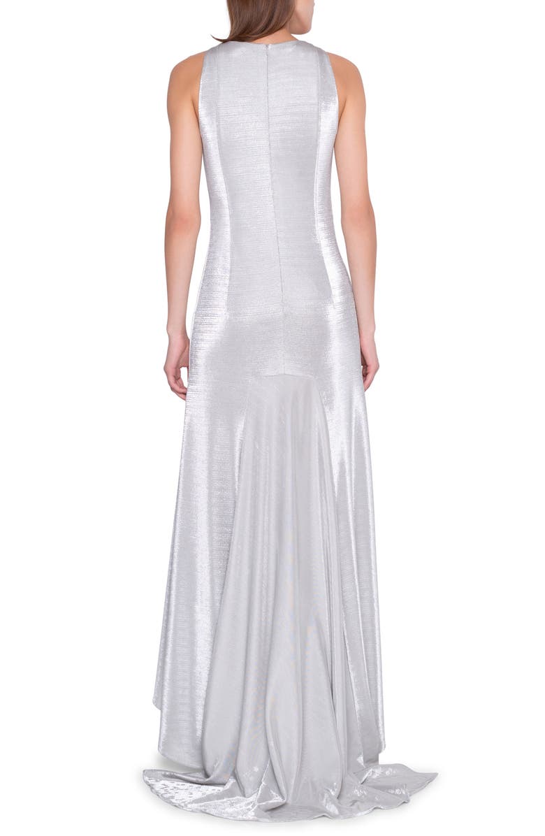 Akris Cutout Sleeveless Metallic Jersey Gown, Alternate, color, 