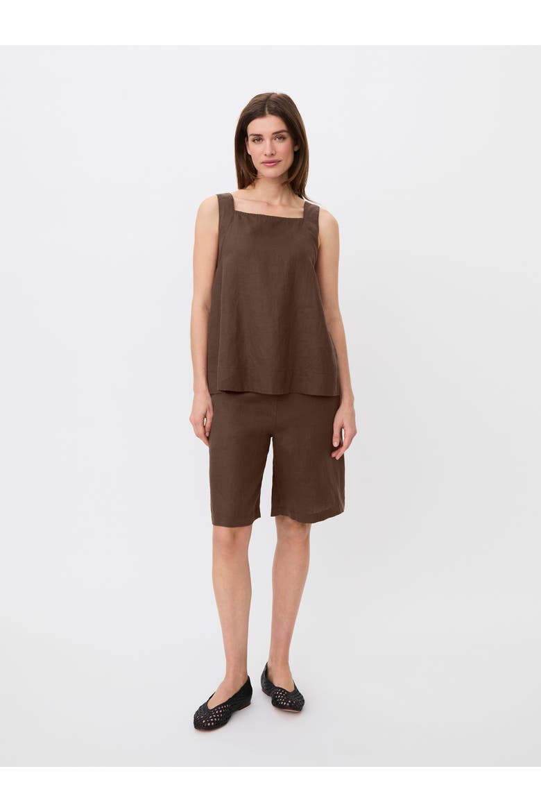 Madisa Linen Square Neck Top, Alternate, color, Sh. Chocolate