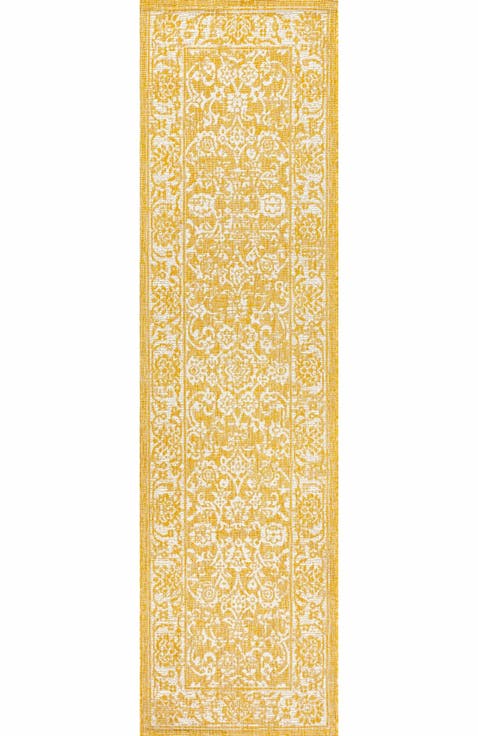 Tela Bohemian Textured Weave Floral Indoor/Outdoor Area Rug