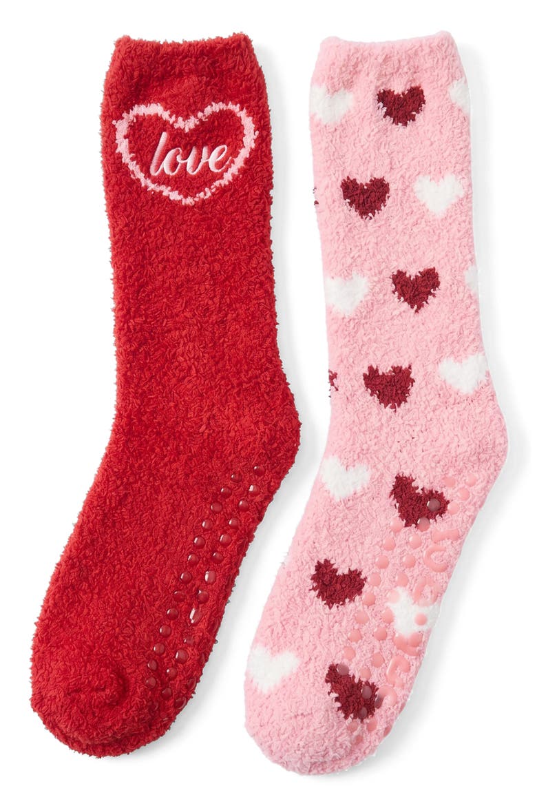 2-Pack Cozy Crew Socks, Main, color, RED