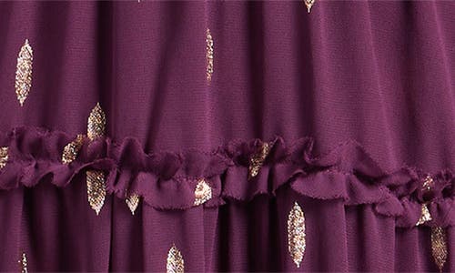 Halogenr Halogen(r) Metallic Fleck Long Sleeve Tiered Dress In Burgundy