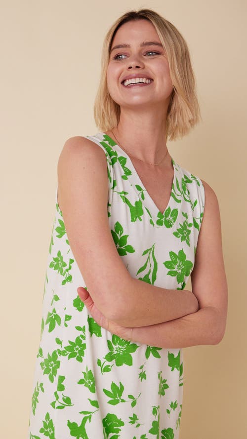 The Cat's Pajamas Pima Knit Nightgown Floral In Green