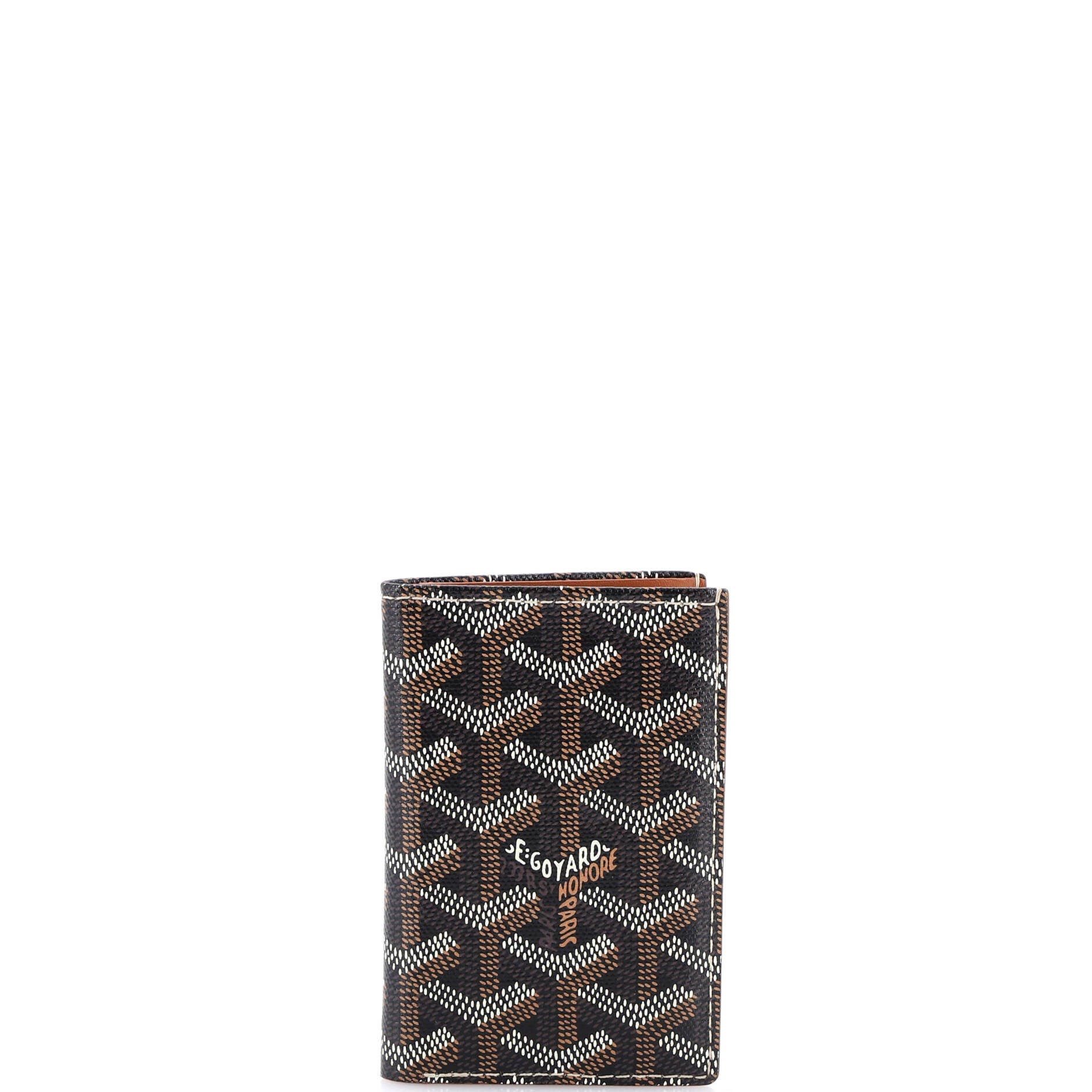 Pre-Owned Goyard Saint Pierre Card Case Coated Canvas, Main, color, Black