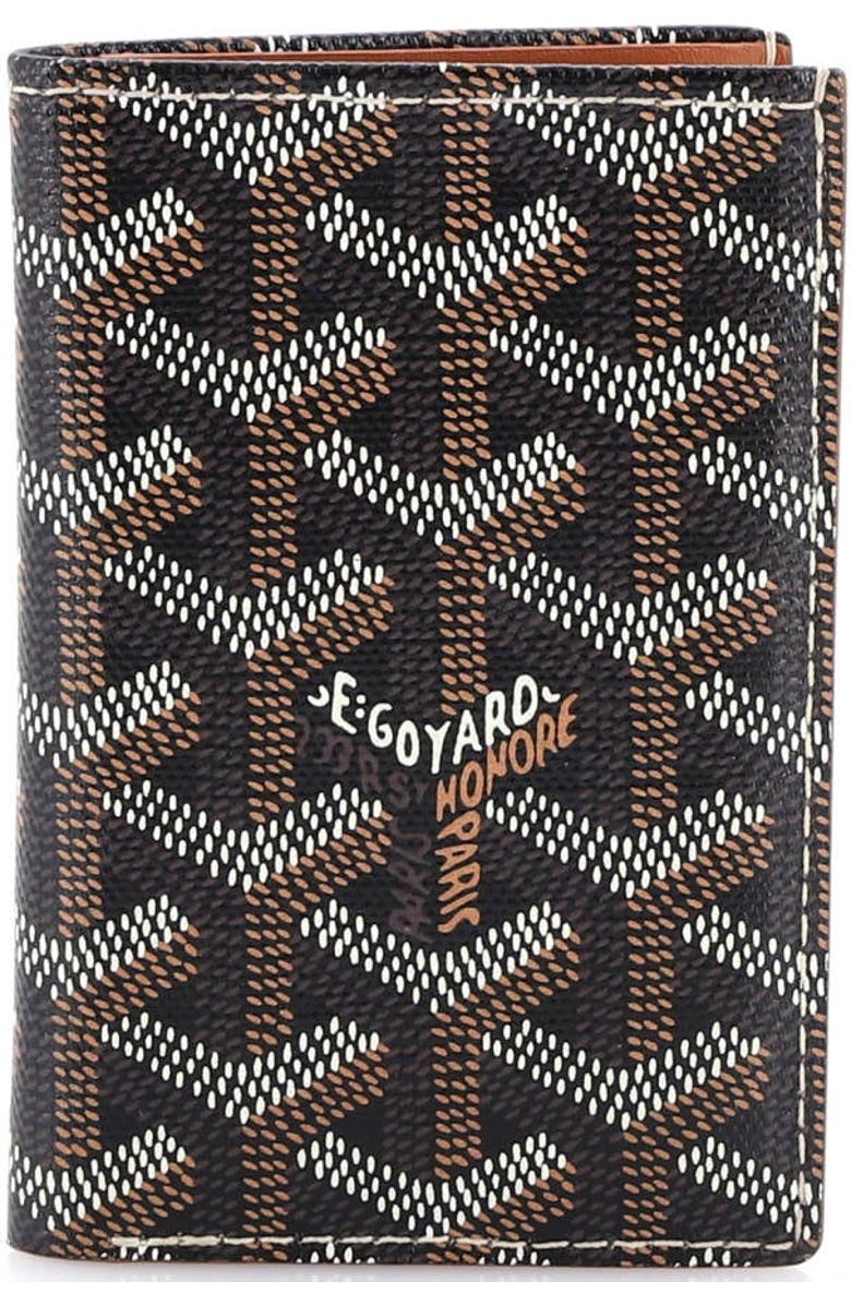 Pre-Owned Goyard Saint Pierre Card Case Coated Canvas, Main, color, Black