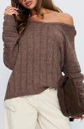 Princess Polly Main Thing One-Shoulder Rib Sweater