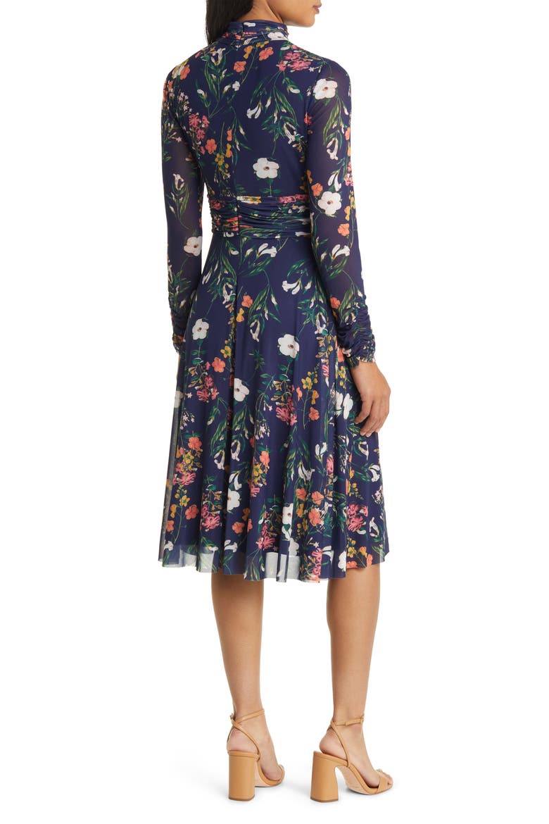 Floral Long Sleeve Mesh Dress, Alternate, color, NAVY MULTI
