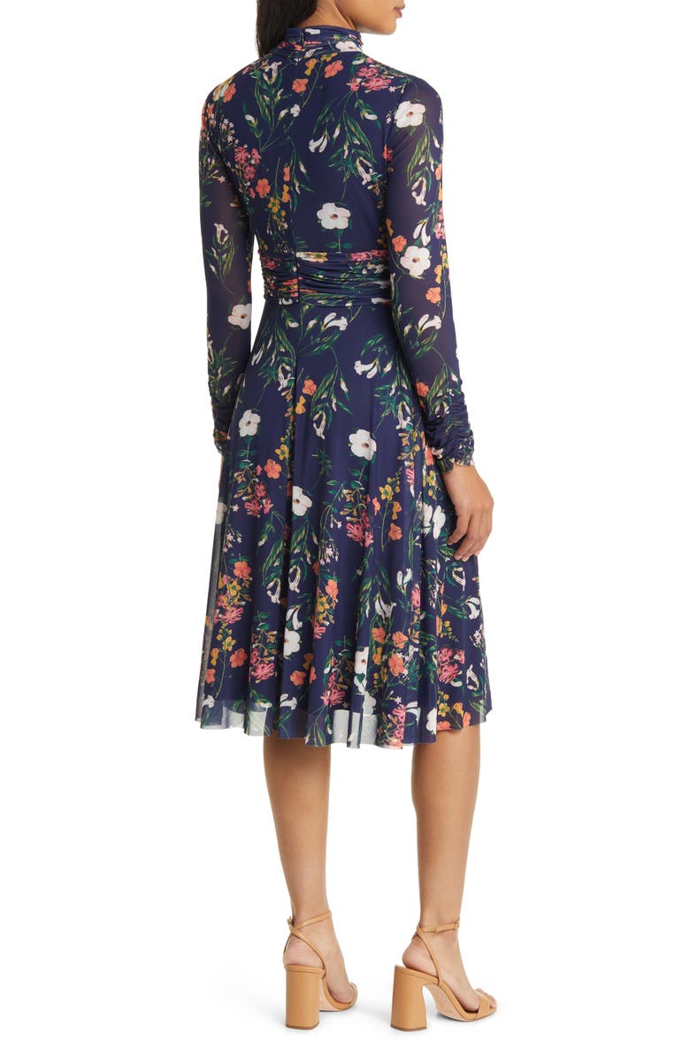 Eliza J Floral Long Sleeve Mesh Dress, Alternate, color, 