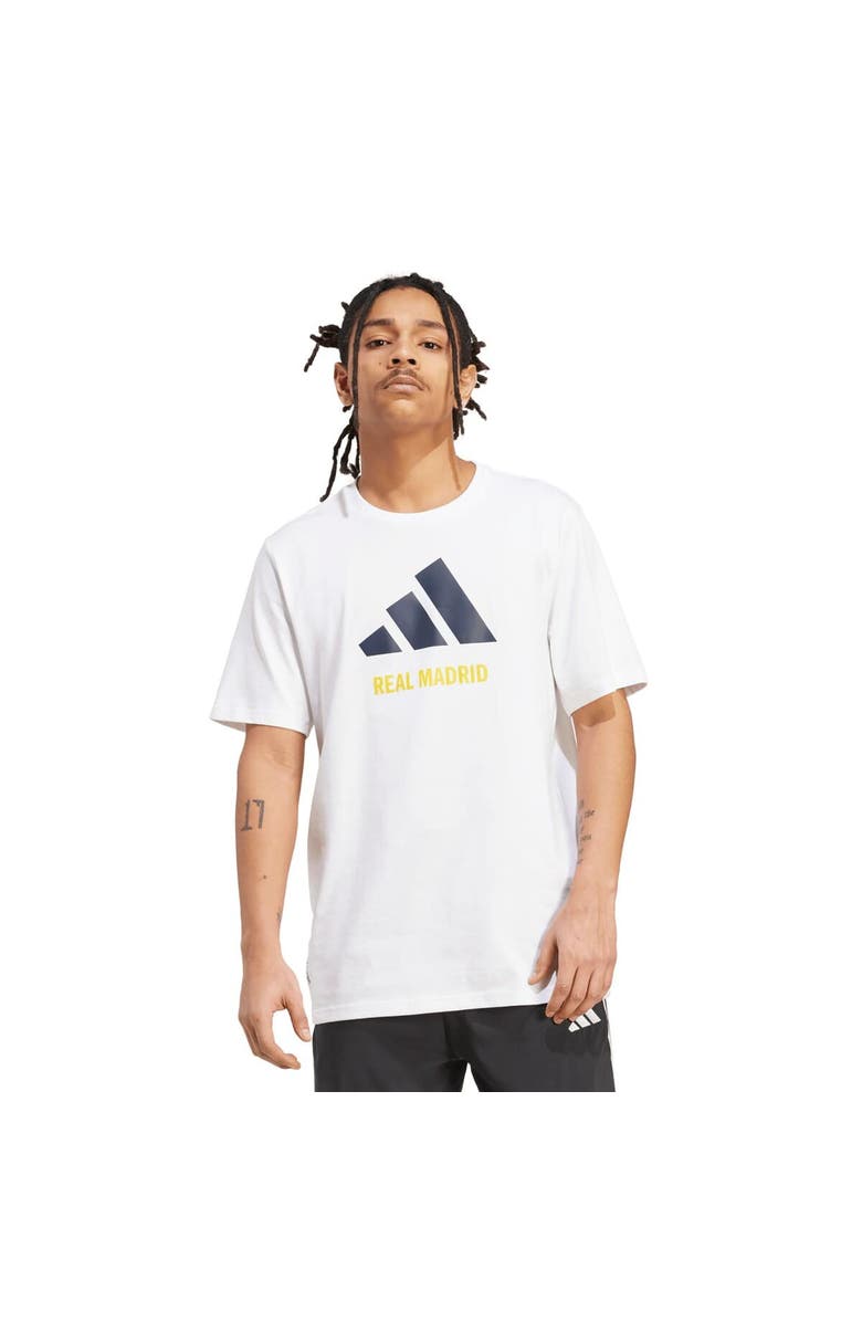 adidas Men's adidas White Real Madrid Three-Stripe Wordmark T-Shirt, Alternate, color, White