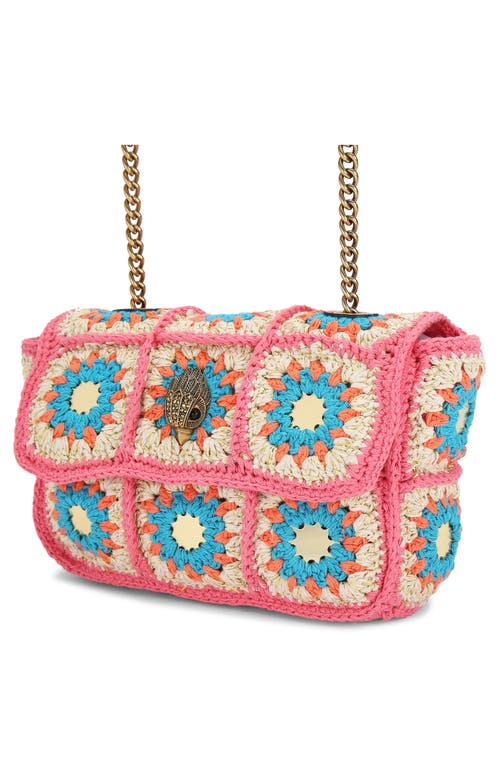 Kurt Geiger London Medium Kensington Crochet Convertible Crossbody Bag In Open Pink