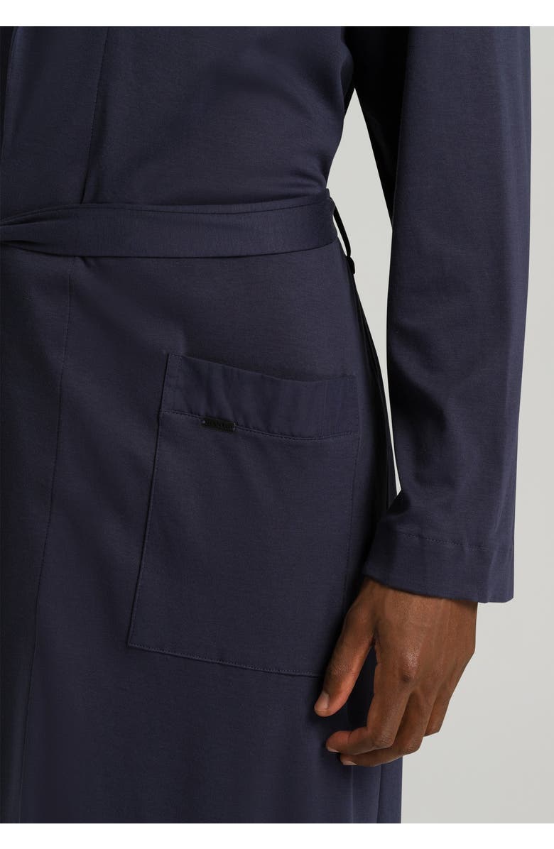 Hanro Night and Day Cotton Shawl Collar Robe, Alternate, color, Black Iris