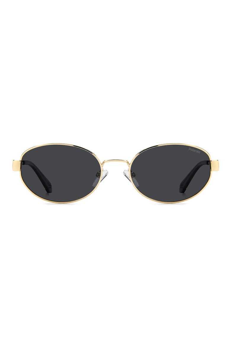55mm Polarized Oval Sunglasses, Alternate, color, GOLD/ GREY PZ
