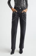 Isabel Marant Étoile Silka Studded Straight Leg Jeans
