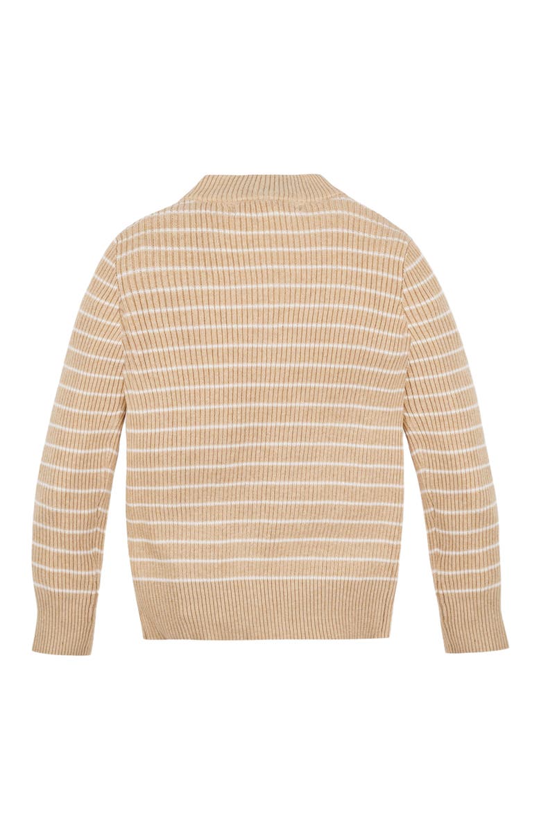 Hope & Henry Girls' Organic Mock Neck Sweater, Kids, Alternate, color, Oatmeal Heather Stripe