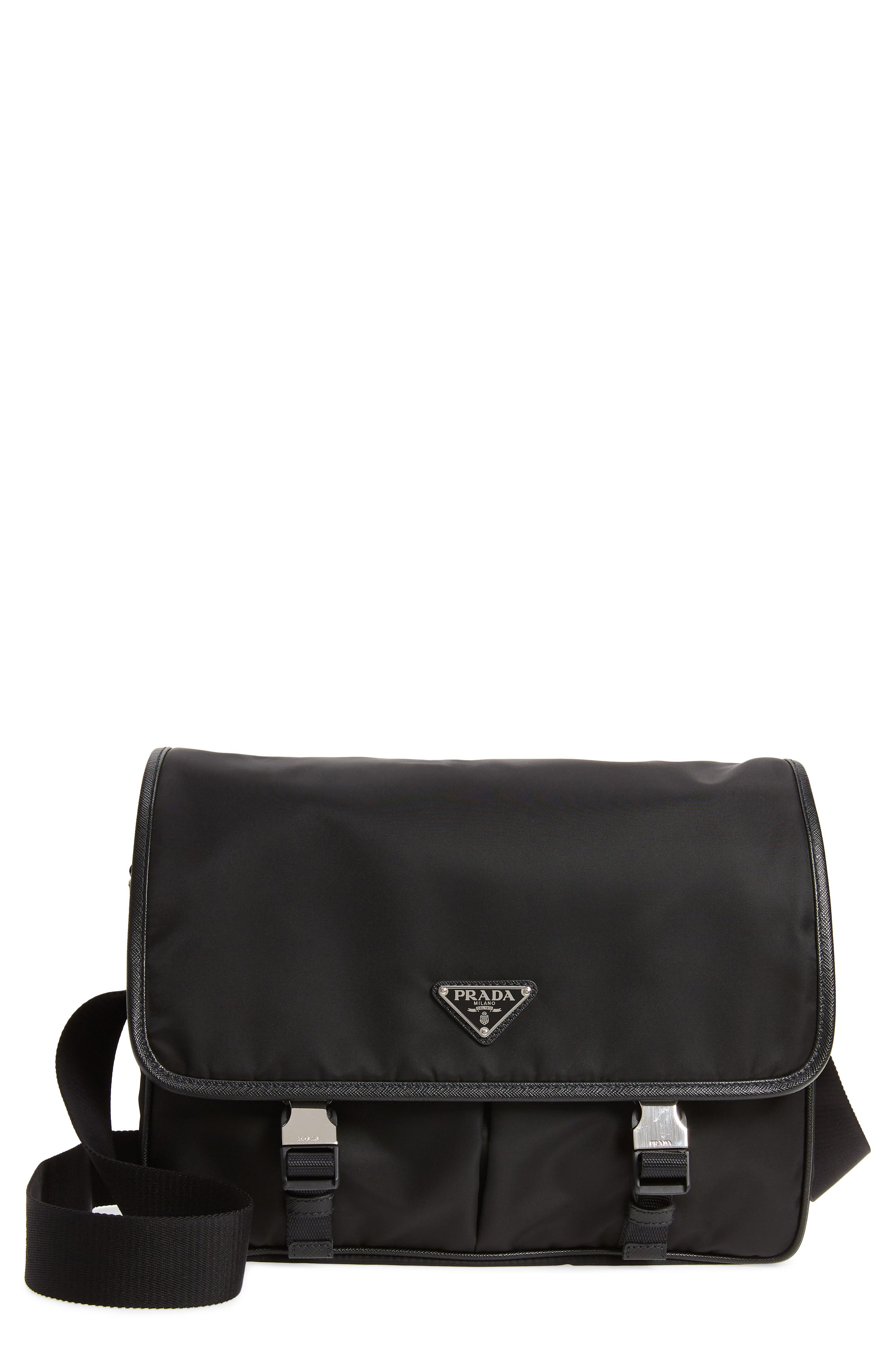 Prada Nylon Messenger Bag, Main, color, 