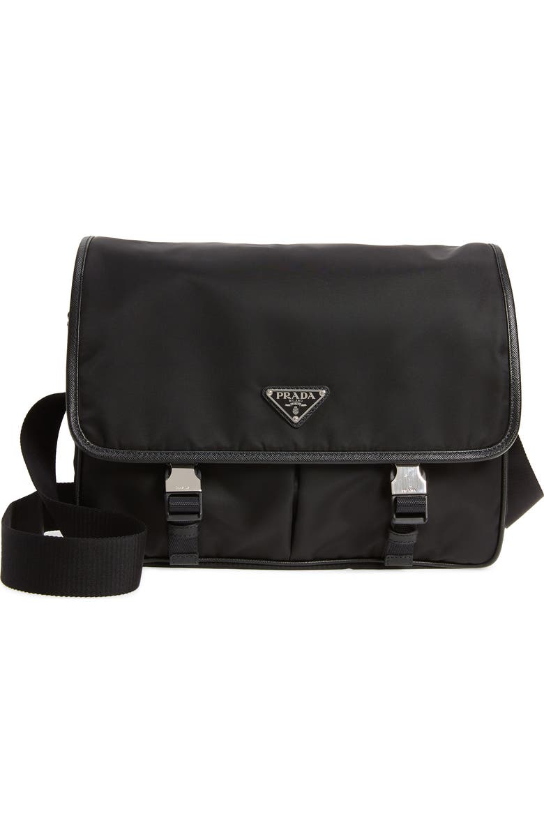 Prada Nylon Messenger Bag, Main, color,