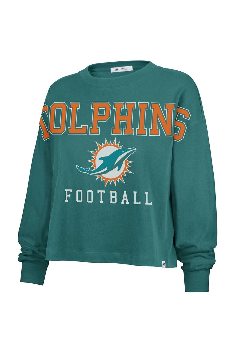 Women's '47 Aqua Miami Dolphins Outreach City Oversized Long Sleeve T-Shirt, Alternate, color, Aqua