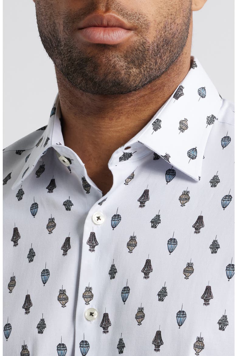 Chandelier Print Button-Up Shirt, Alternate, color, WHITE