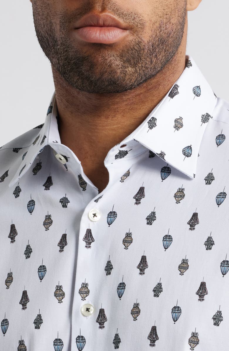 Stone Rose Chandelier Print Button-Up Shirt, Alternate, color, White