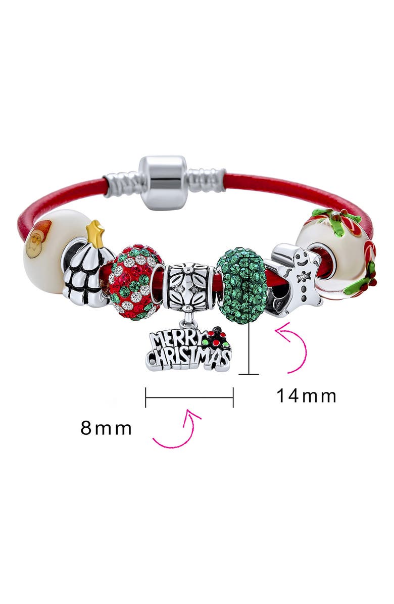 BLING JEWELRY Merry Christmas Sterling Silver Charm Bracelet, Alternate, color, Red