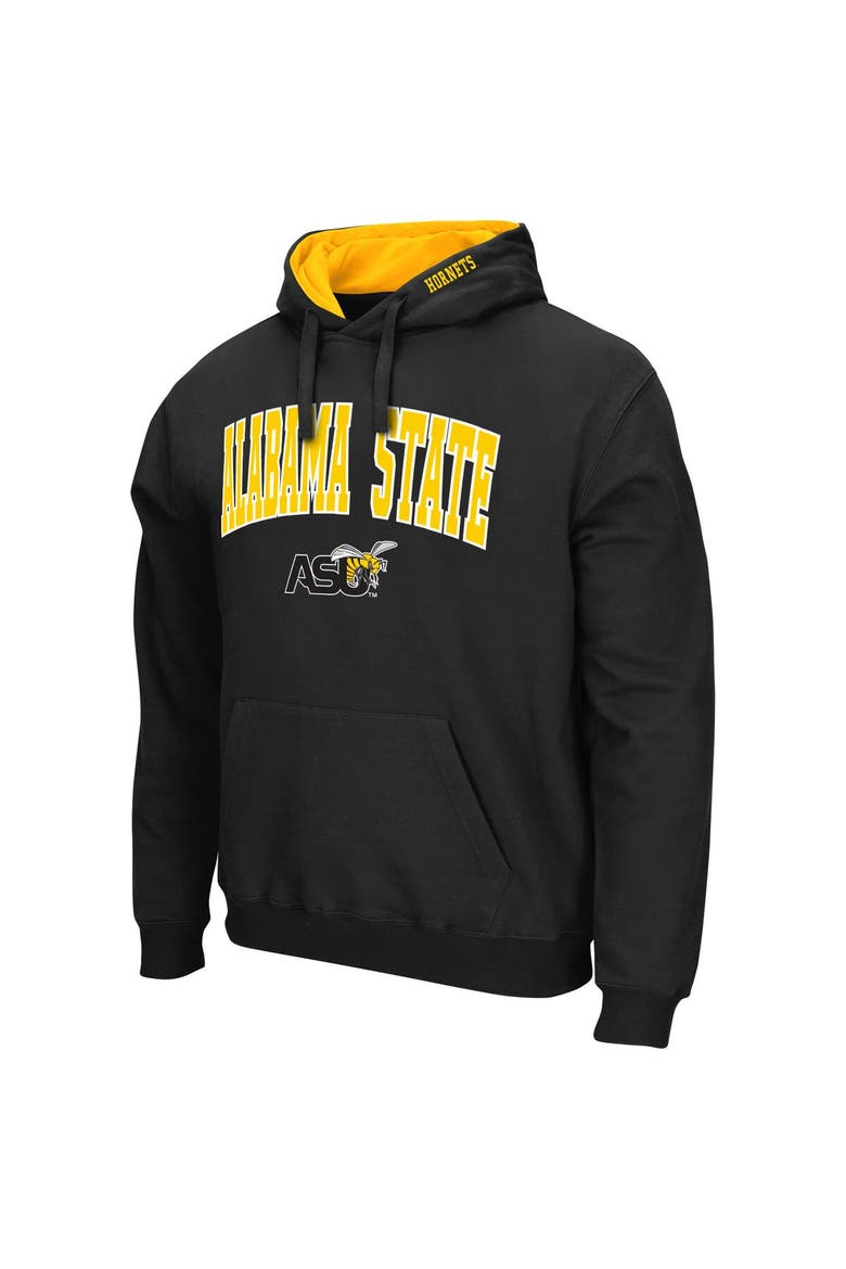 Men's Colosseum Black Alabama State Hornets Arch & Logo 3.0 Pullover Hoodie, Alternate, color, Black