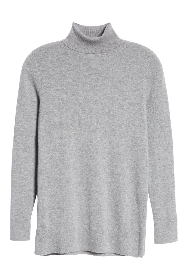 Turtleneck Cashmere Sweater, Alternate, color, GREY FILIGREE HEATHER