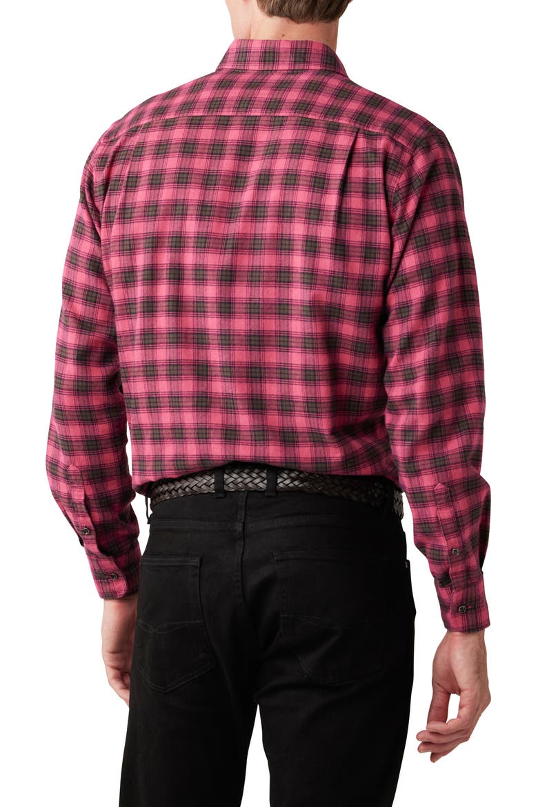 Radbrook Sports Fit Plaid Flannel Button-Up Shirt, Alternate, color, BUBBLEGUM