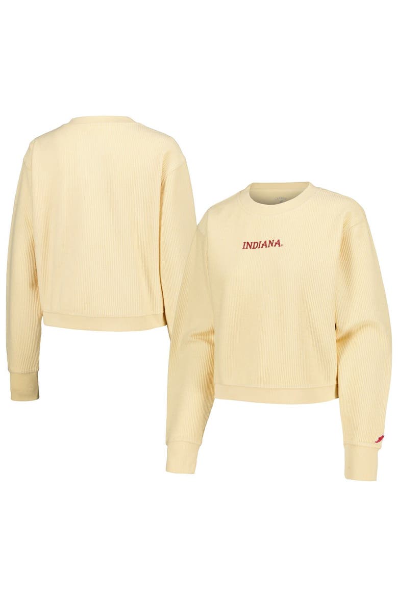Women's League Collegiate Wear Cream Indiana Hoosiers Timber Cropped Pullover Sweatshirt, Alternate, color, Cream