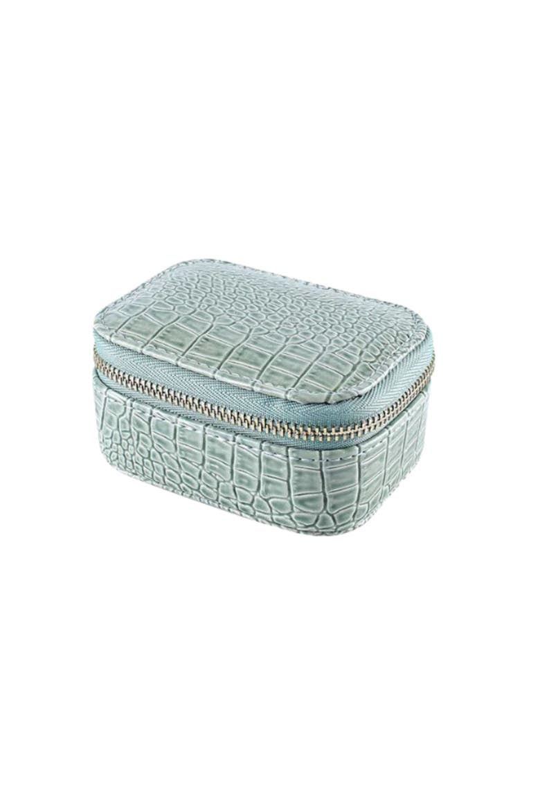 Faux Leather Snake Mini Jewelry Case, Main, color, Green