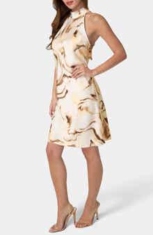 bebe Satin Mock Neck Dress