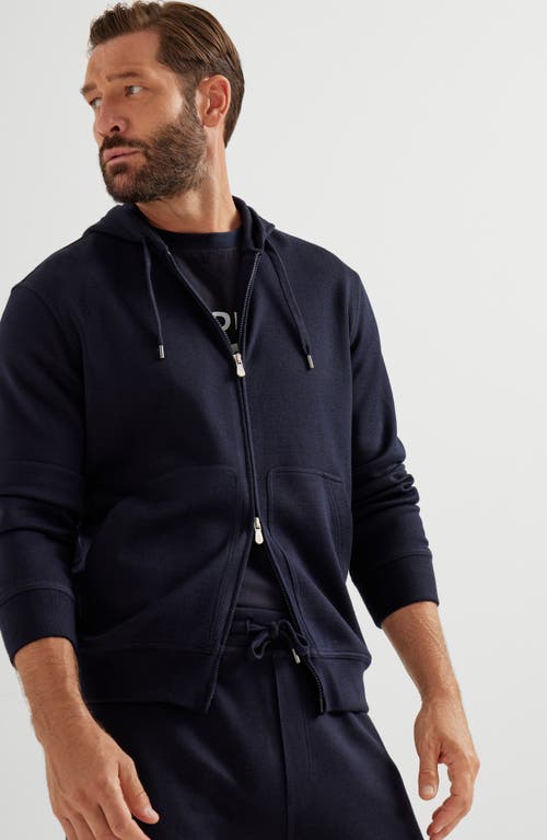 Brunello Cucinelli Men Cashmere And Silk French Terry Sweatshirt In Blue