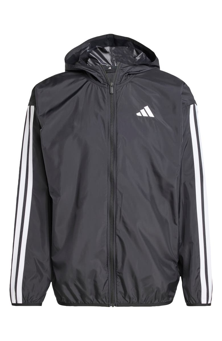 adidas Essential 3-Stripes Hooded Windbreaker, Alternate, color, Black/ White