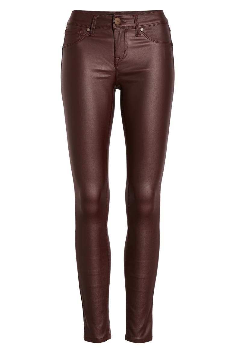 High Waist Coated Skinny Jeans, Alternate, color, RED RUMBA
