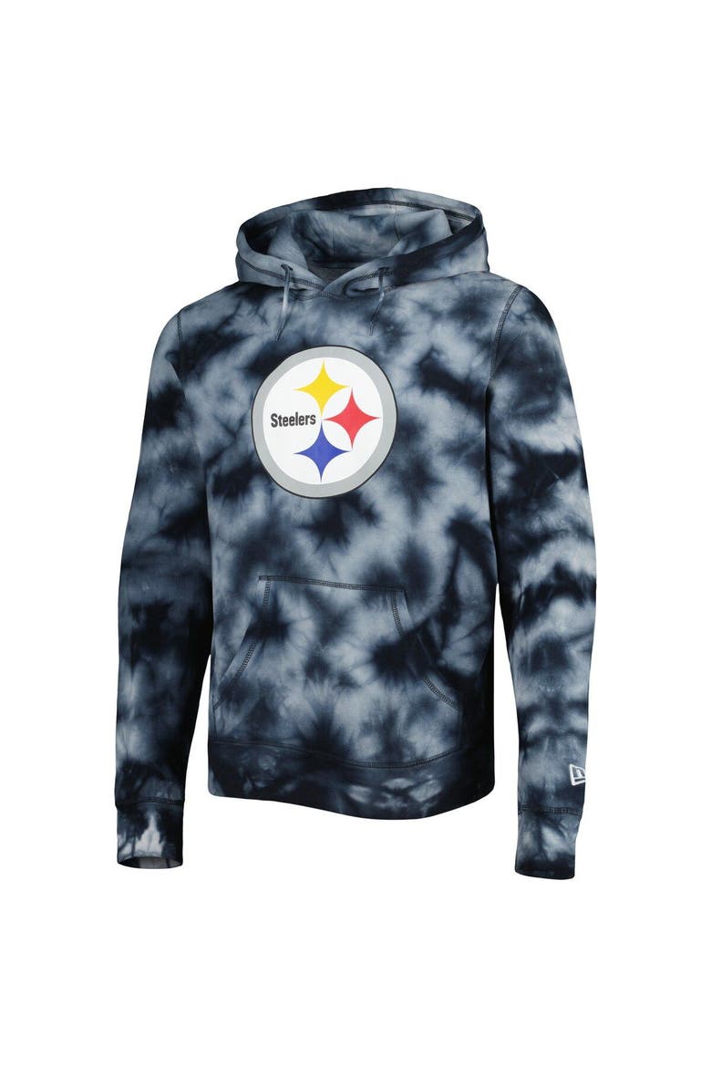 Men's New Era Black Pittsburgh Steelers Team Tie-Dye Pullover Hoodie, Alternate, color, Black