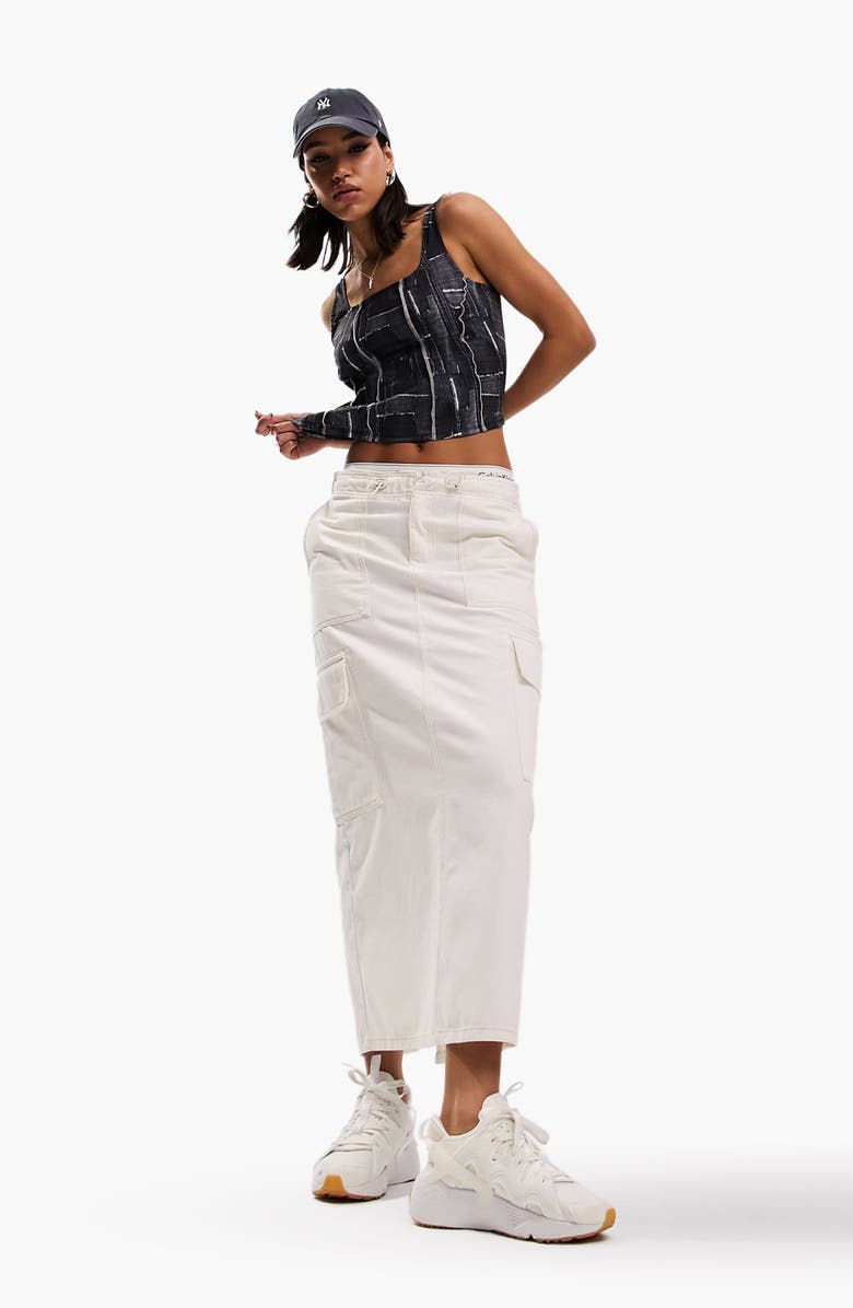 ASOS DESIGN Parachute Denim Cargo Maxi Skirt, Main, color, 