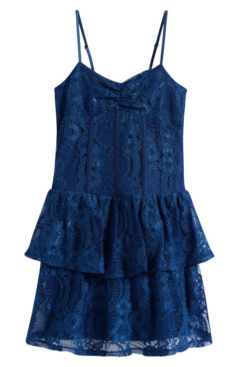 Kids' Drop Waist Ruffle Lace Dress