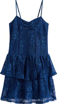 Ava & Yelly Kids' Drop Waist Ruffle Lace Dress