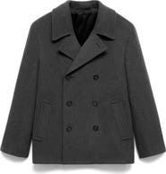 MANGO Wool Blend Double Breasted Peacoat