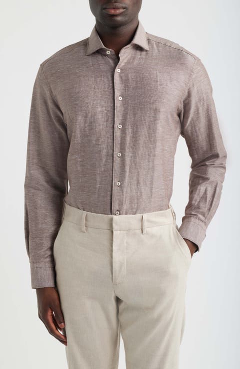Modern Fit Cotton & Linen Dress Shirt