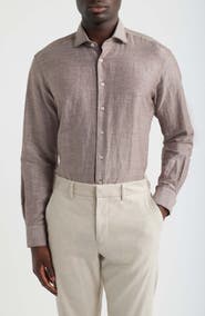 1863 by Eterna Modern Fit Cotton & Linen Dress Shirt