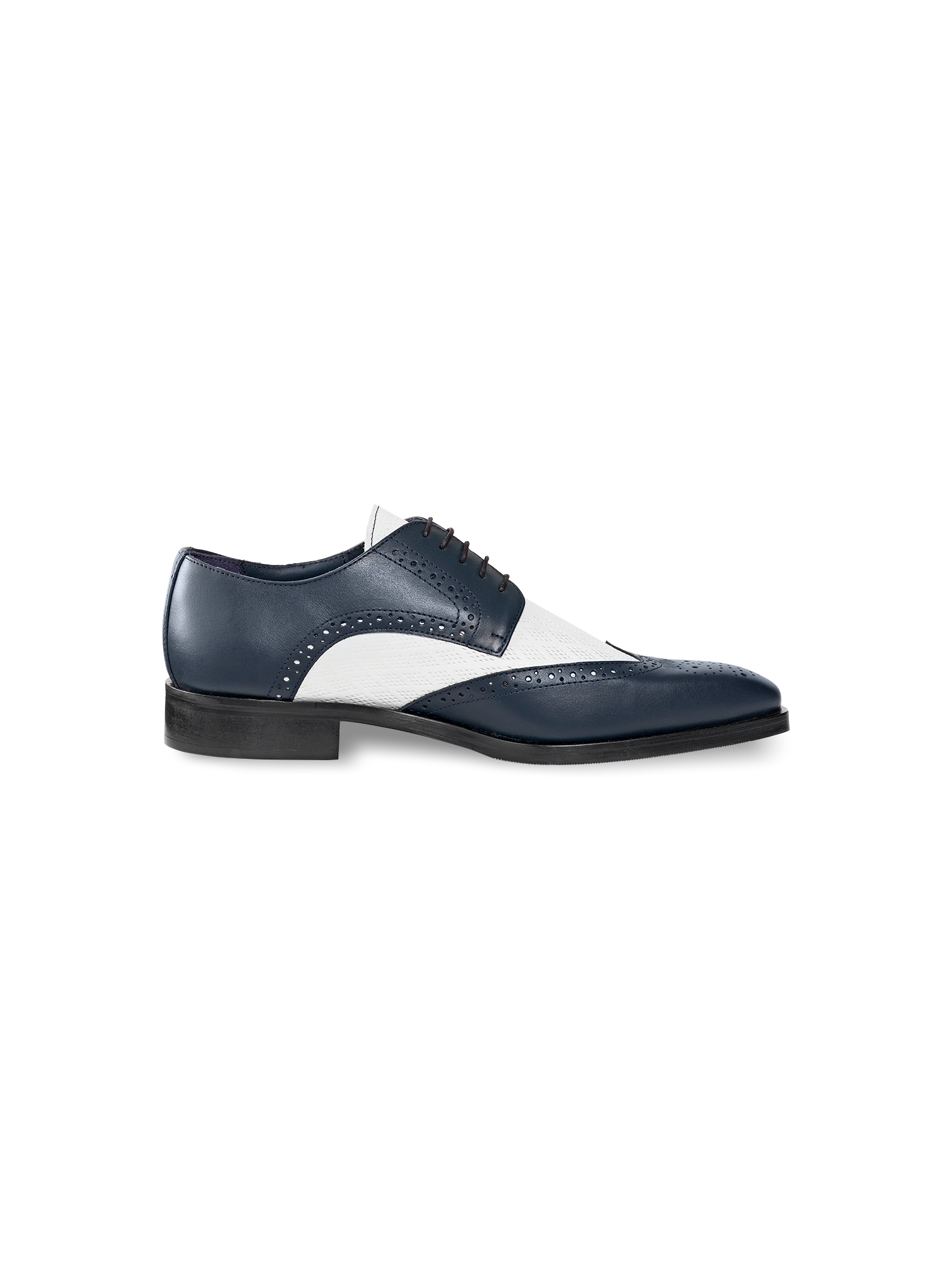 Paul Fredrick Leather Wing Tip Derby Shoes, Alternate, color, Navy/White
