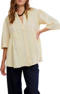 Free People Willow Pintuck Cotton Button-Up Shirt