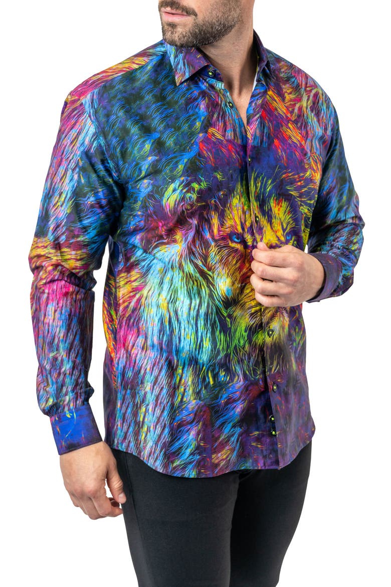 Fibonacci Liontrip 20 Multi Contemporary Fit Button-Up Shirt, Alternate, color, BLUE