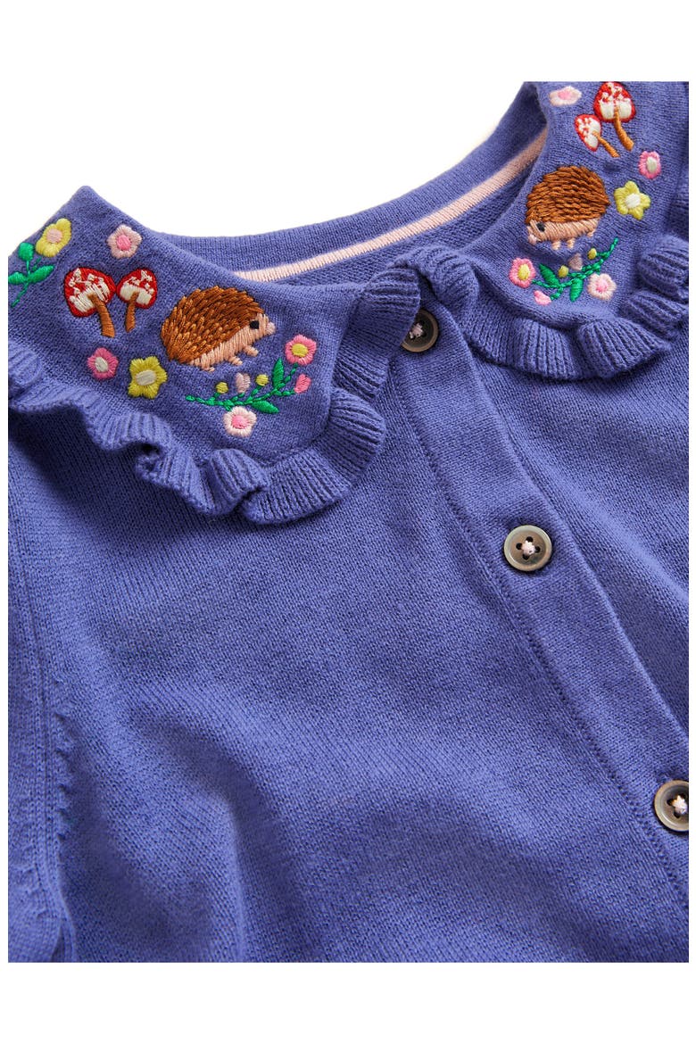 Kids' Embroidered Collar Cotton Cardigan, Alternate, color, STARBOARD BLUE