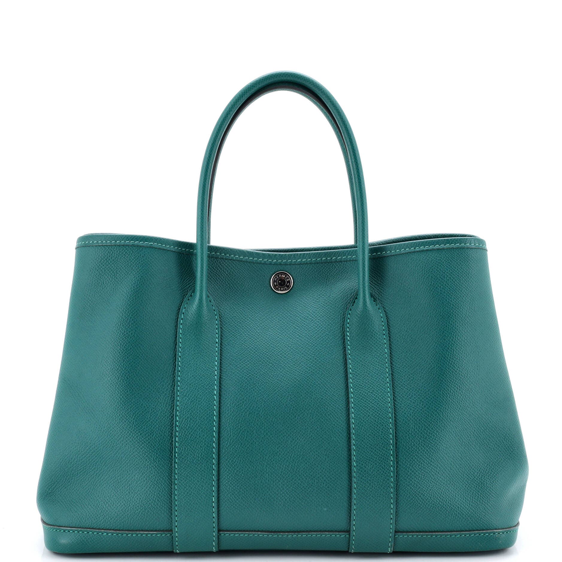 Pre-Owned Hermes Garden Party Tote Leather 30, Main, color, Malachite