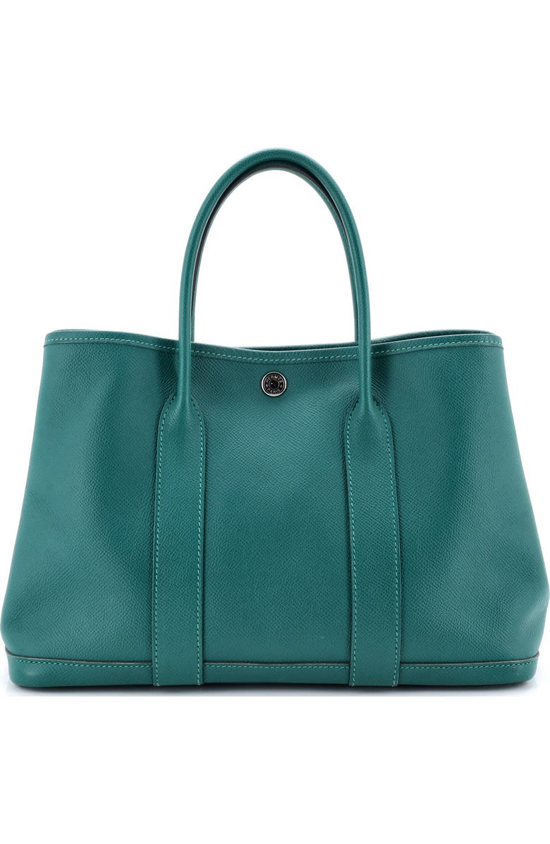 Pre-Owned Hermes Garden Party Tote Leather 30, Main, color, Malachite