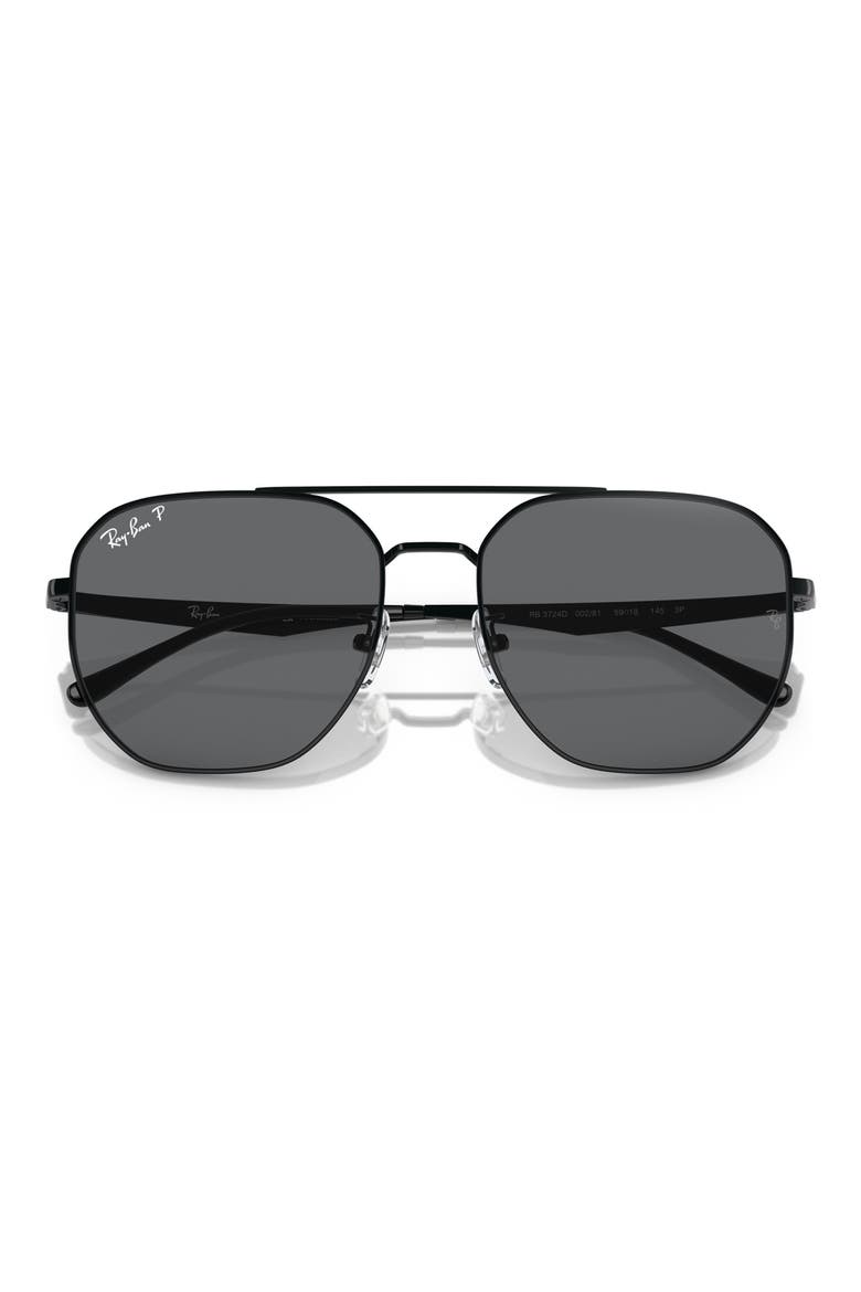 59mm Polarized Irregular Sunglasses, Alternate, color, BLACK / DARK GREY POLAR