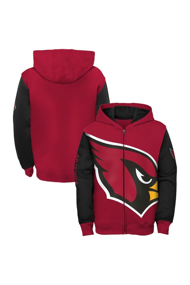 Youth Cardinal/Black Arizona Cardinals Poster Board Full-Zip Hoodie, Main, color, Cardinal