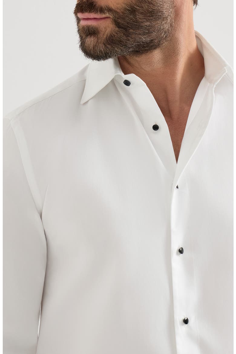 Sea Island cotton twill tuxedo shirt with spread collar, Alternate, color, Blue