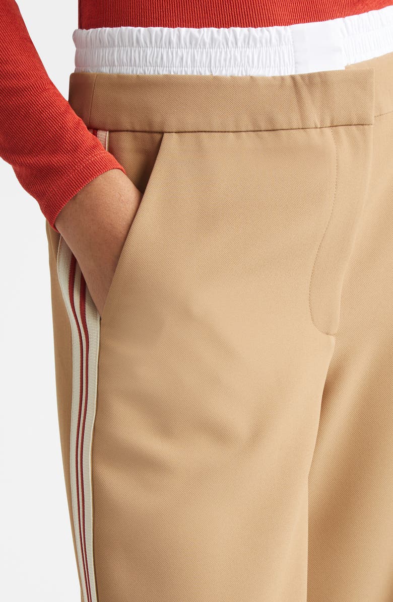 Veronica Beard Eugene Boxer Waist Side Stripe Gabardine Pants, Alternate, color, Khaki