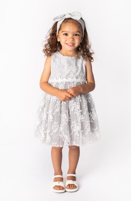 Popatu Floral Embroidery Dress in Grey 